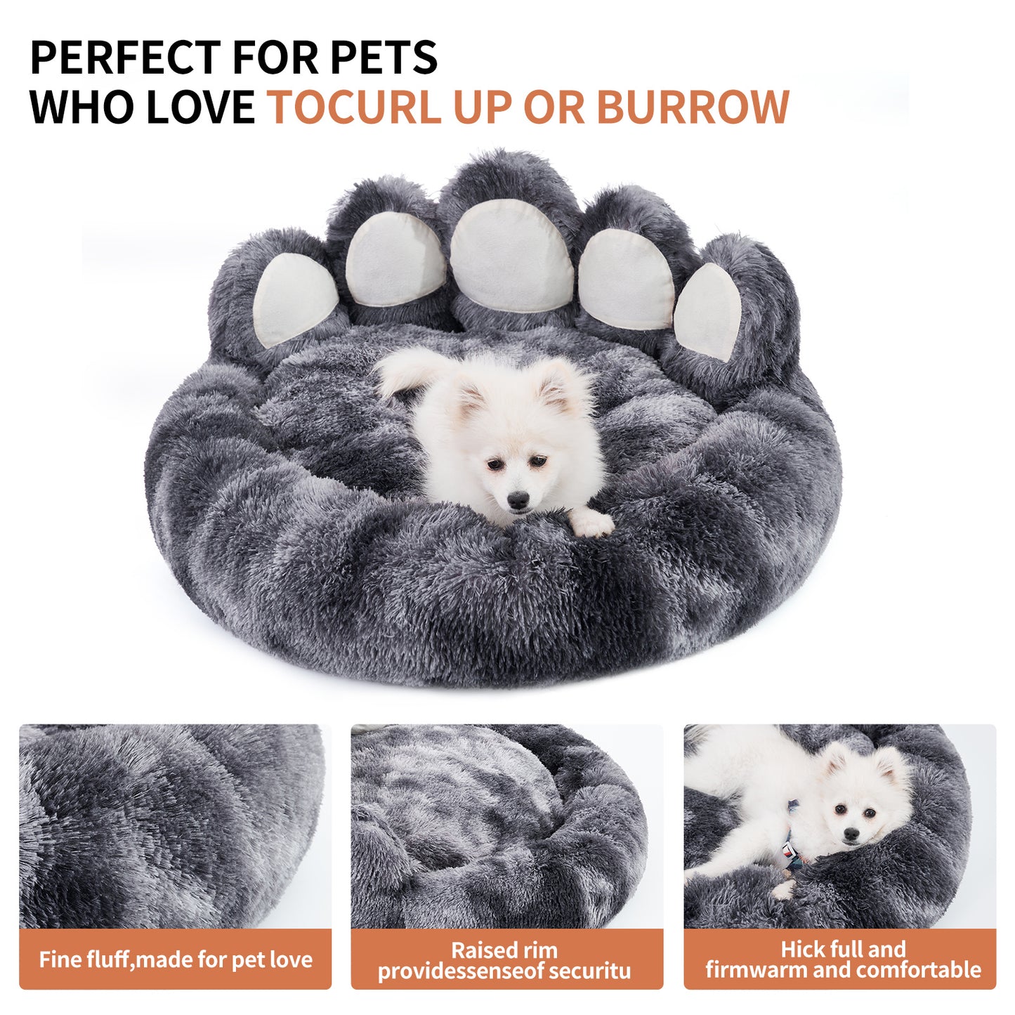 Cozy Plush Bear Paw Shape Pet Bed