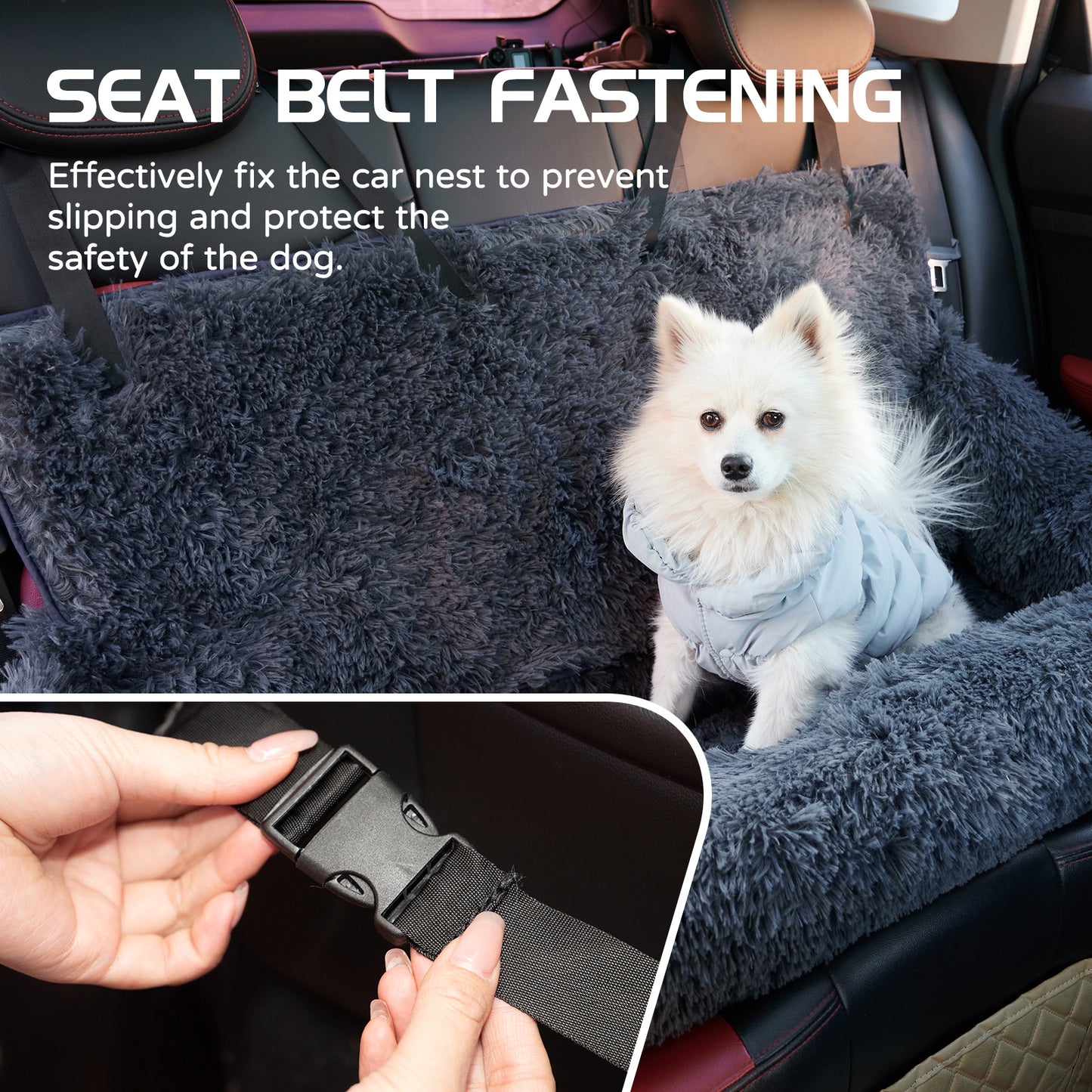 Plush Washable Travel Pet Booster Seat With Seat Belt