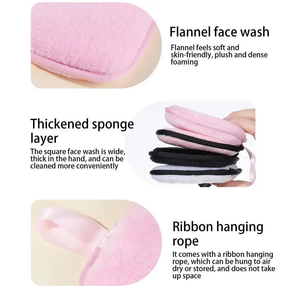 4pcs Reusable Face Towels Eco-Friendly Makeup Remover Pads Washable Cosmetic Cleaning Sponges Portable Size for Travel