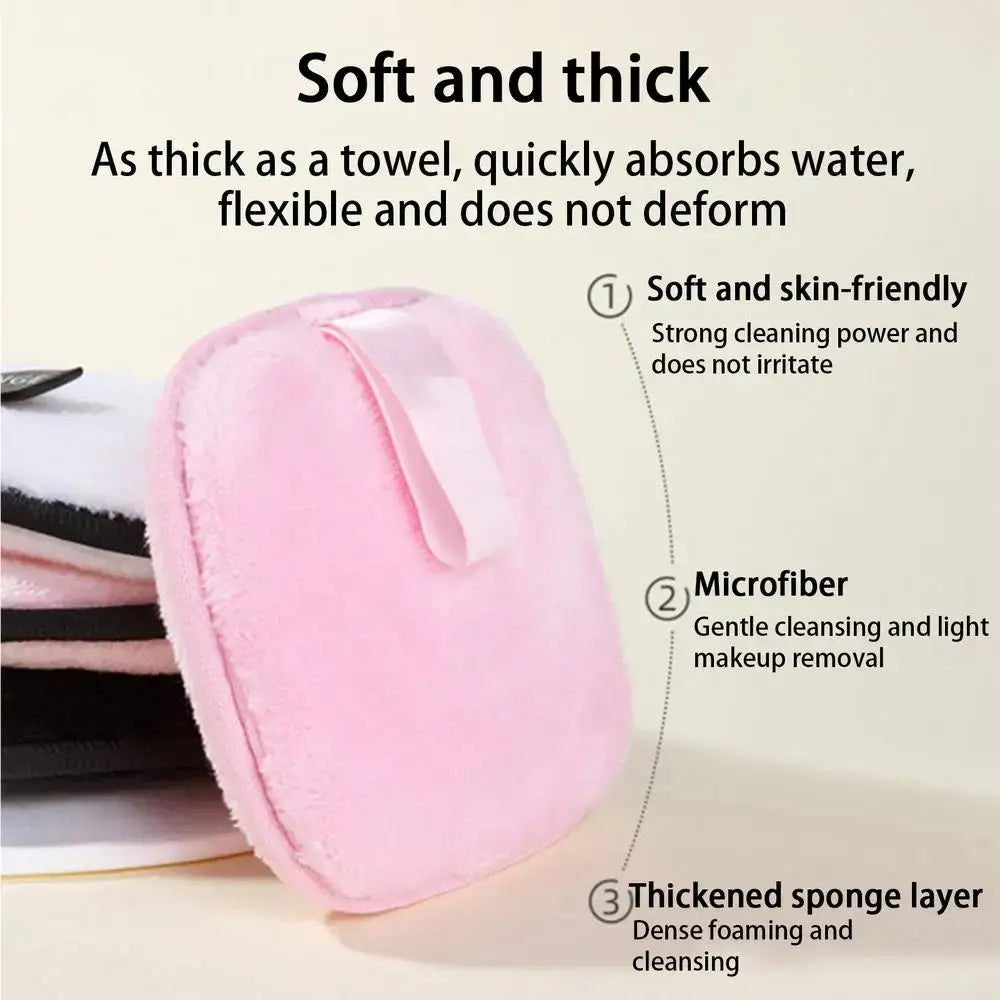 4pcs Reusable Face Towels Eco-Friendly Makeup Remover Pads Washable Cosmetic Cleaning Sponges Portable Size for Travel