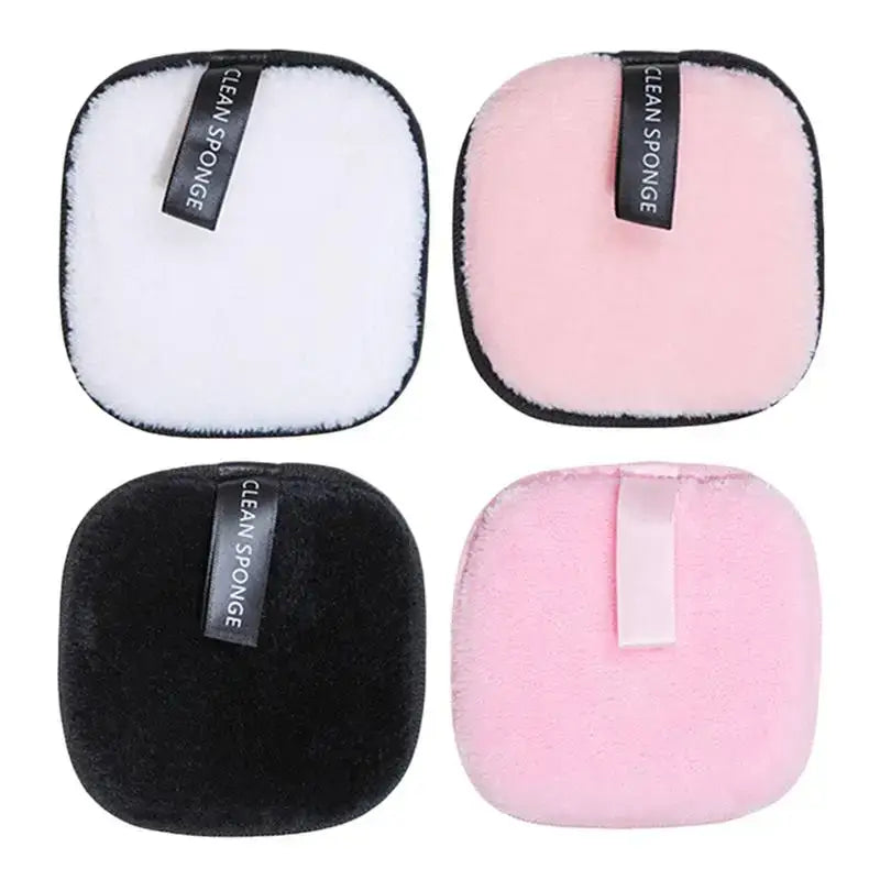 4pcs Reusable Face Towels Eco-Friendly Makeup Remover Pads Washable Cosmetic Cleaning Sponges Portable Size for Travel