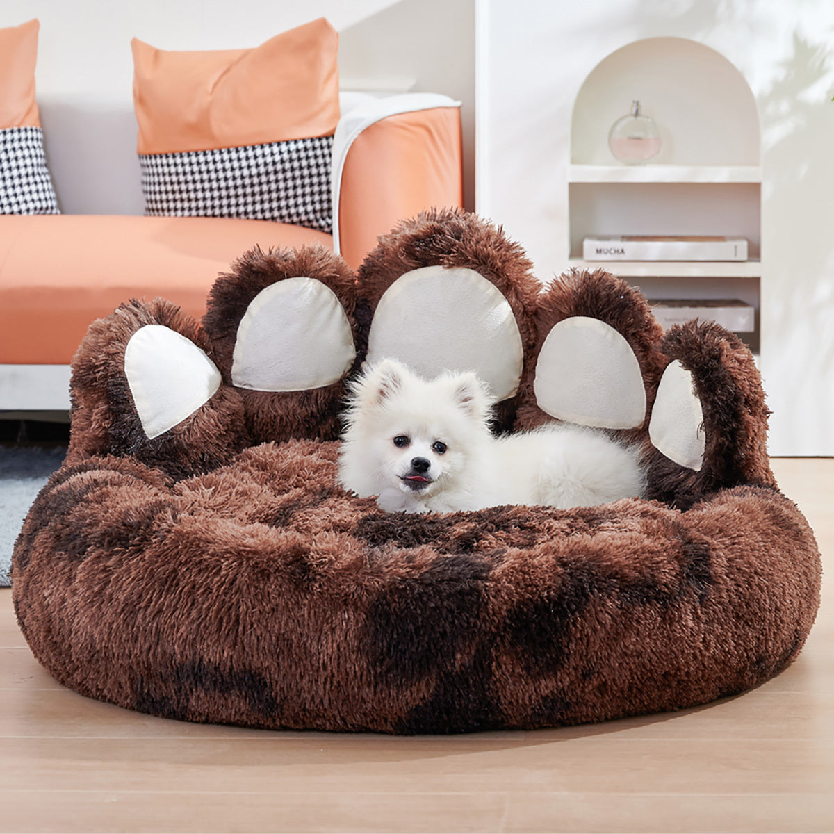 Cozy Plush Bear Paw Shape Pet Bed