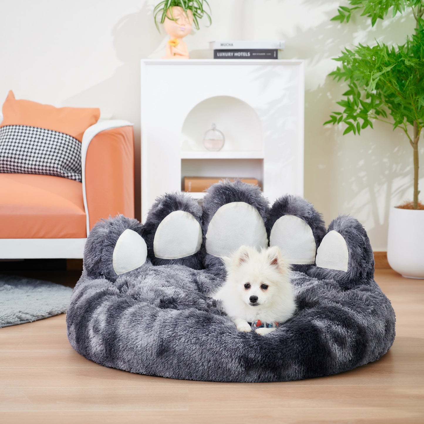 Cozy Plush Bear Paw Shape Pet Bed