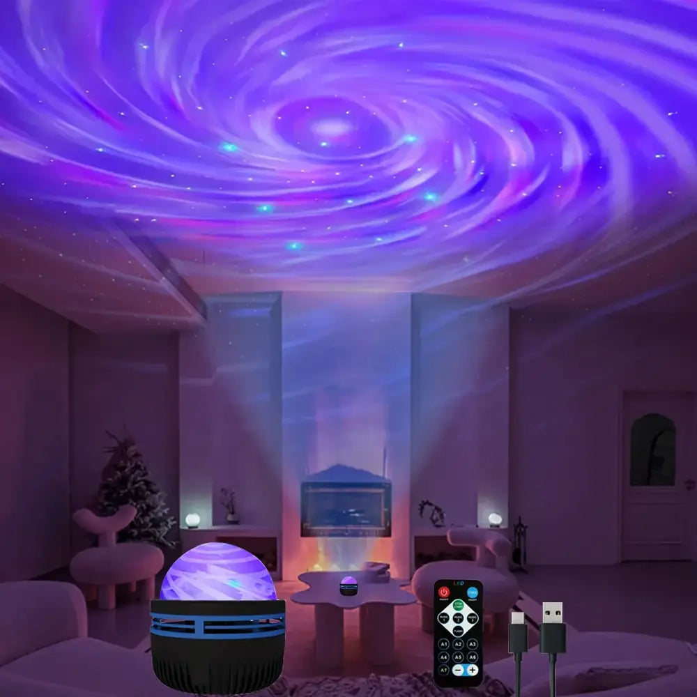 Galaxy Lamp Projector LED Night Light with Remote Control And Sound Activation 5V USB Rechargeable 7 Modes for Kids