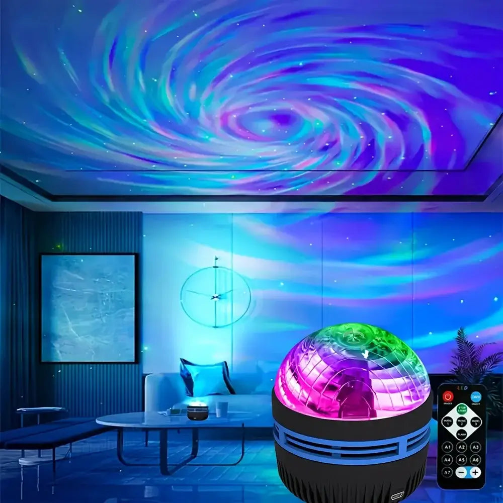 Galaxy Lamp Projector LED Night Light with Remote Control And Sound Activation 5V USB Rechargeable 7 Modes for Kids
