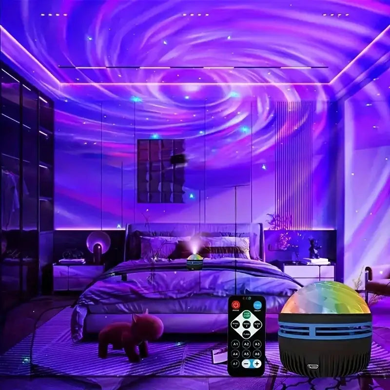 Galaxy Lamp Projector LED Night Light with Remote Control And Sound Activation 5V USB Rechargeable 7 Modes for Kids