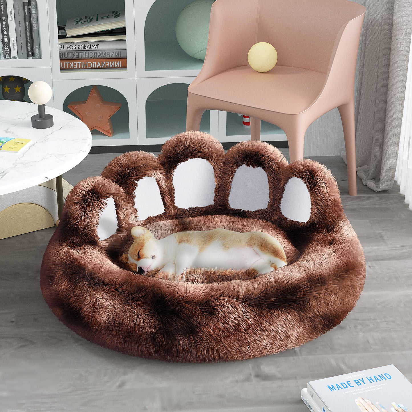 Cozy Plush Bear Paw Shape Pet Bed
