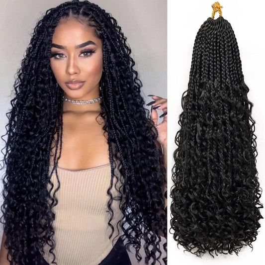 Goddess Boho Box Braids Crochet Hair With Curly Ends 1PCS - Hart4Savings Hart4Savings 1B / 20inches / 1Pcs/Lot Hart 4 Savings Hair