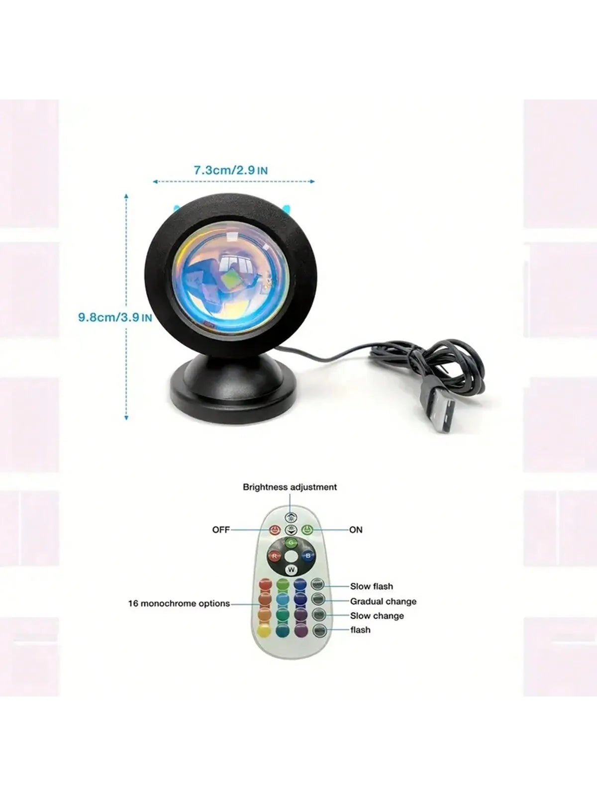 1pc- 16 Color Sunset Light with Earbuds and Remote Control - Hart4Savings Hart4Savings 16 color Hart 4 Savings Home