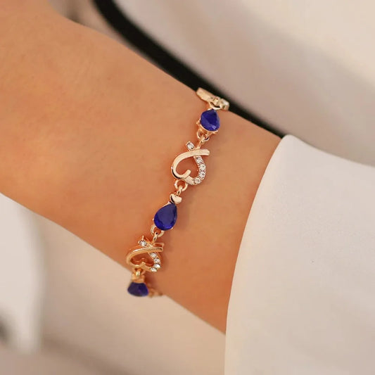 SUMENG New 5 Colors Beautiful Colorful Austrian Crystal Heart Chain Bracelet - Hart4Savings Hart4Savings Red Hart 4 Savings Accessories
