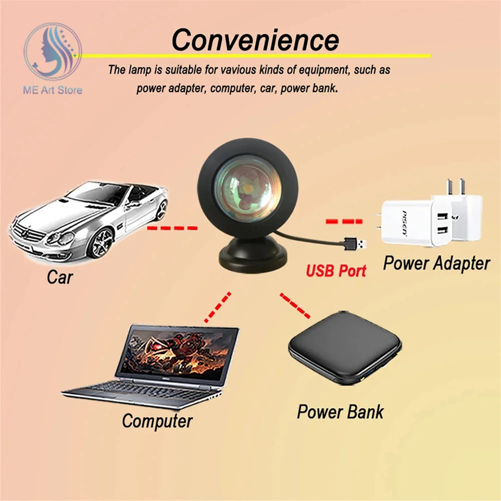 1pc- 16 Color Sunset Light with Earbuds and Remote Control - Hart4Savings Hart4Savings 16 color Hart 4 Savings Home
