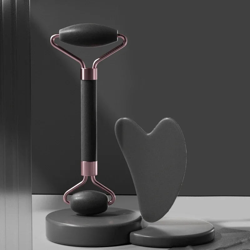 2Pcs Face Massager Roller Guasha Board Resin Scraper for Facial Lifting - Hart4Savings Hart4Savings Black no Box / CHINA Hart 4 Savings Self Care