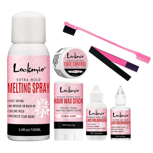 LOCKMIO Melting Spray Glue Adhesive Remover Kit For Lace Wig - Hart4Savings Hart4Savings 7pcs set Hart 4 Savings Hair