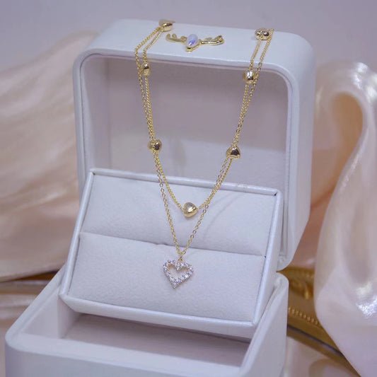 SUMENG Gold Double Layer Heart Necklace for Trendy Style - Hart4Savings Hart4Savings N02 Hart 4 Savings Accessories