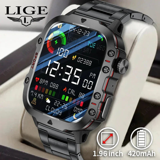 RuggedTech Military Smart Watch – IP68 Waterproof and Bluetooth Calling - Hart4Savings Hart4Savings Steel strip black Hart4Savings Accessories