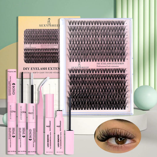 280pcs DIY Lash Extension Kit – Complete Cluster Lashes with Bond and Seal - Hart4Savings Hart4Savings 280pcs 30D40D SET Hart4Savings Self Care