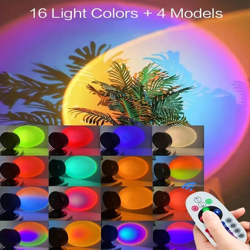 1pc- 16 Color Sunset Light with Earbuds and Remote Control - Hart4Savings Hart4Savings 16 color Hart 4 Savings Home