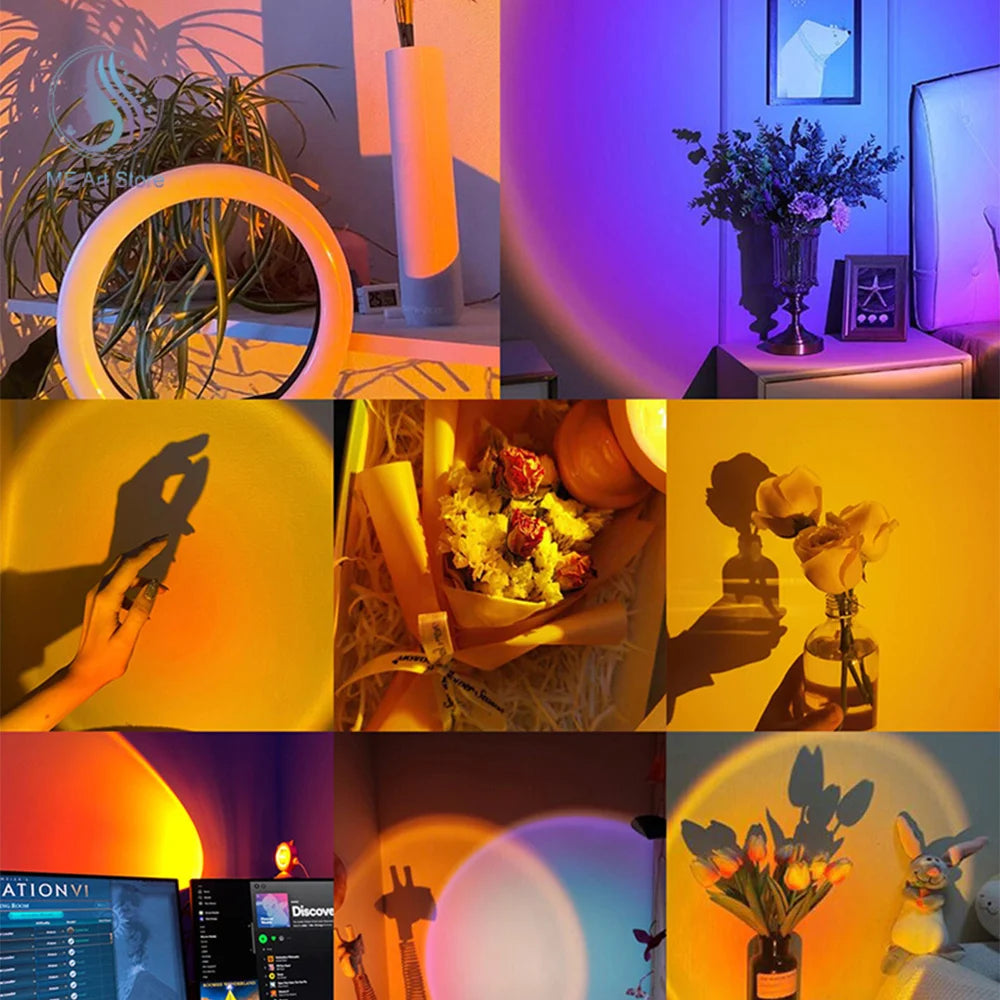 1pc- 16 Color Sunset Light with Earbuds and Remote Control - Hart4Savings Hart4Savings 16 color Hart 4 Savings Home